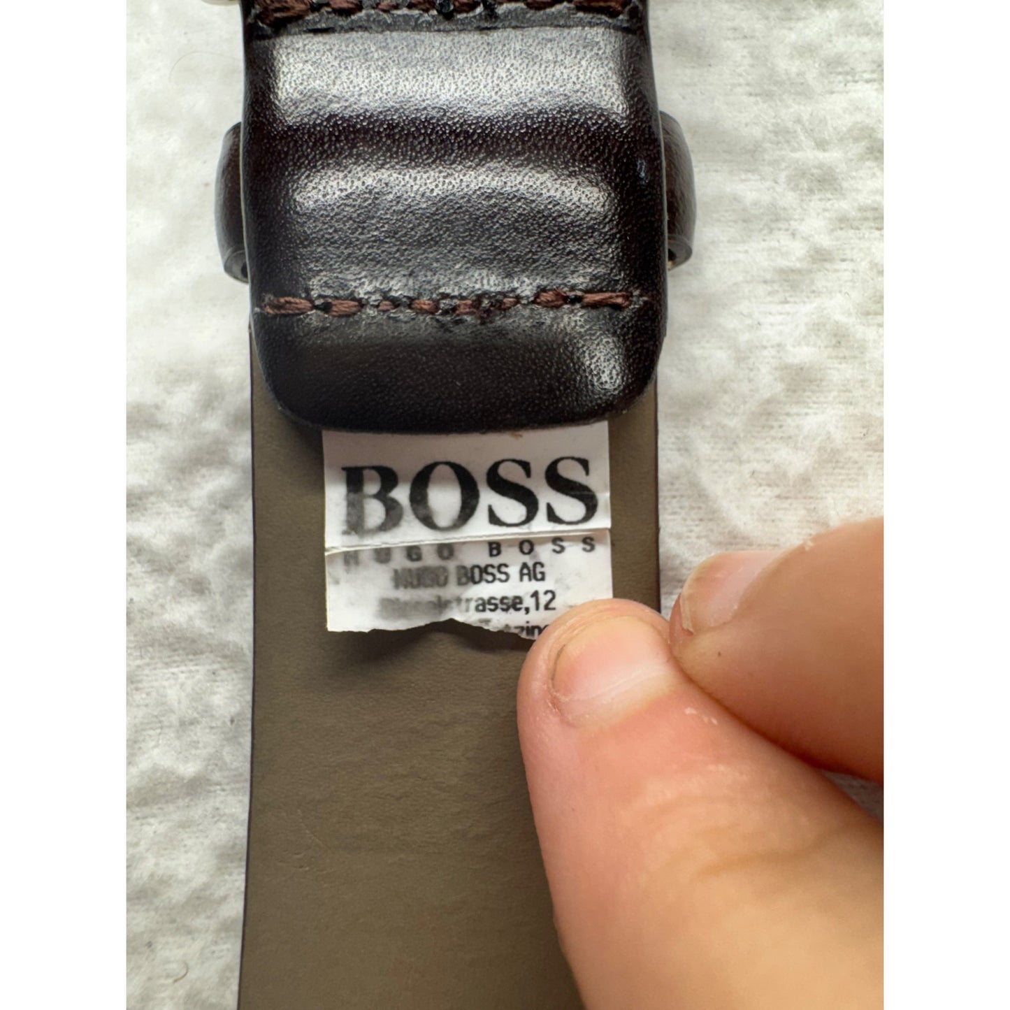Black Leather Hugo Boss Belt W/ Silver Buckle Classic Mens Accessory #70B