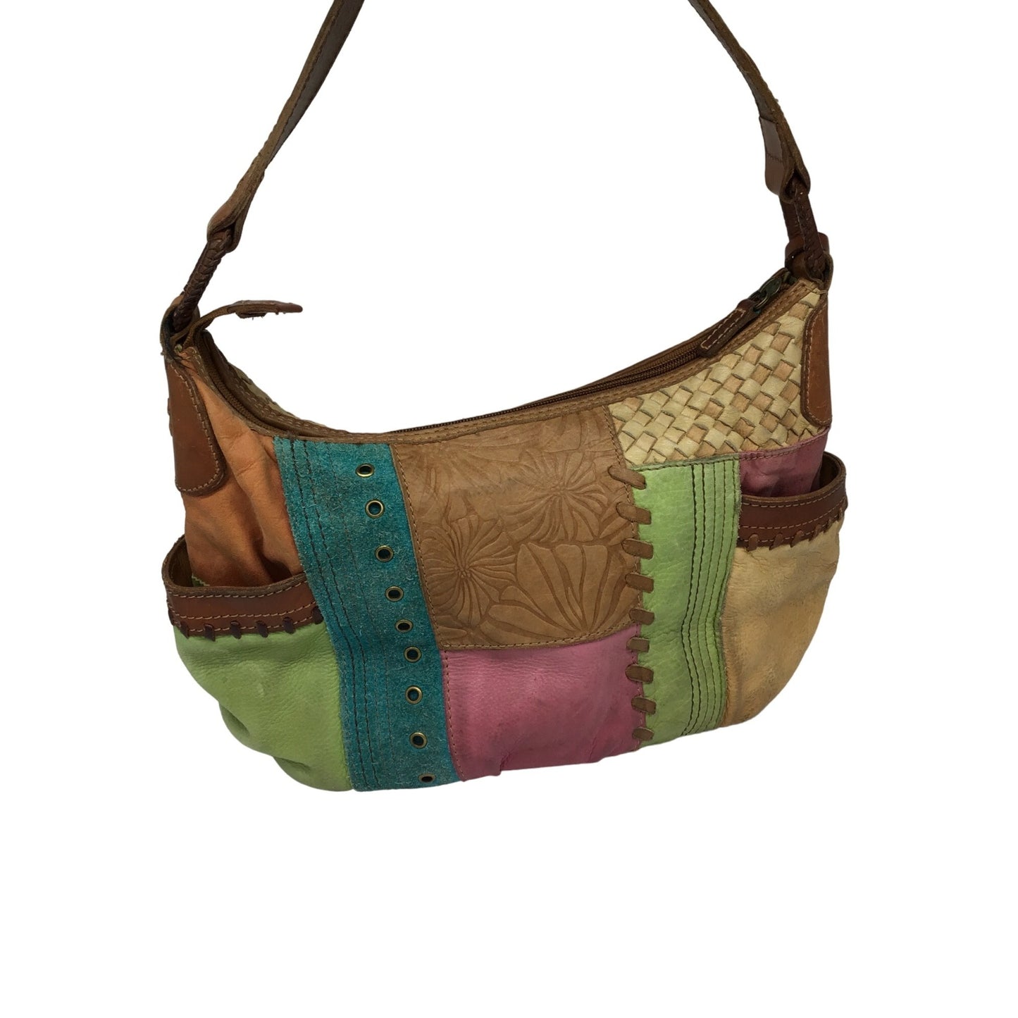 Vintage Leather Patchwork Shoulder Bag