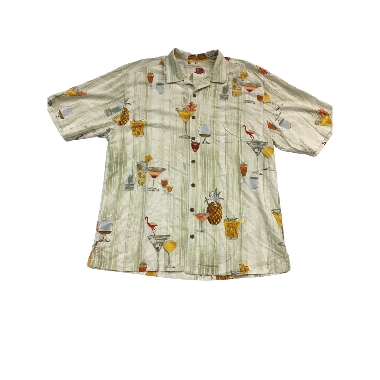 Mens Vintage Silk Tropical ButtonUp