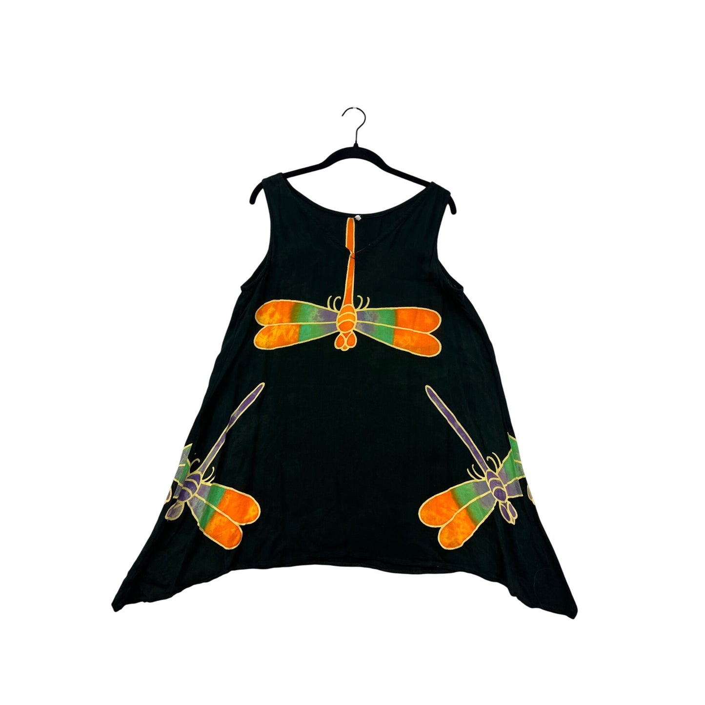 Black Sleeveless Tunic Top With Dragonfly Size 6 #8708
