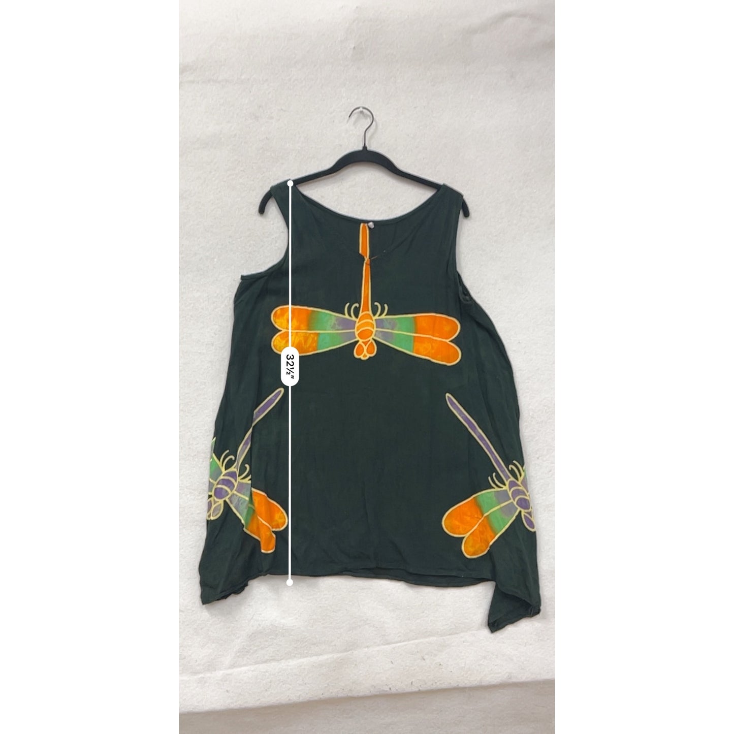 Black Sleeveless Tunic Top With Dragonfly Size 6 #8708