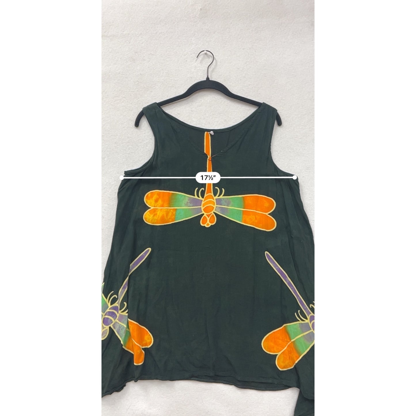 Black Sleeveless Tunic Top With Dragonfly Size 6 #8708