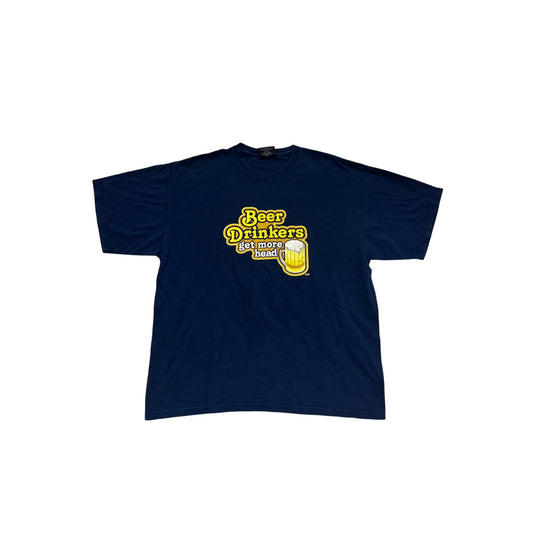 Steve & Barrys Beer Drinkers Graphic T-Shirt XL Navy #905A