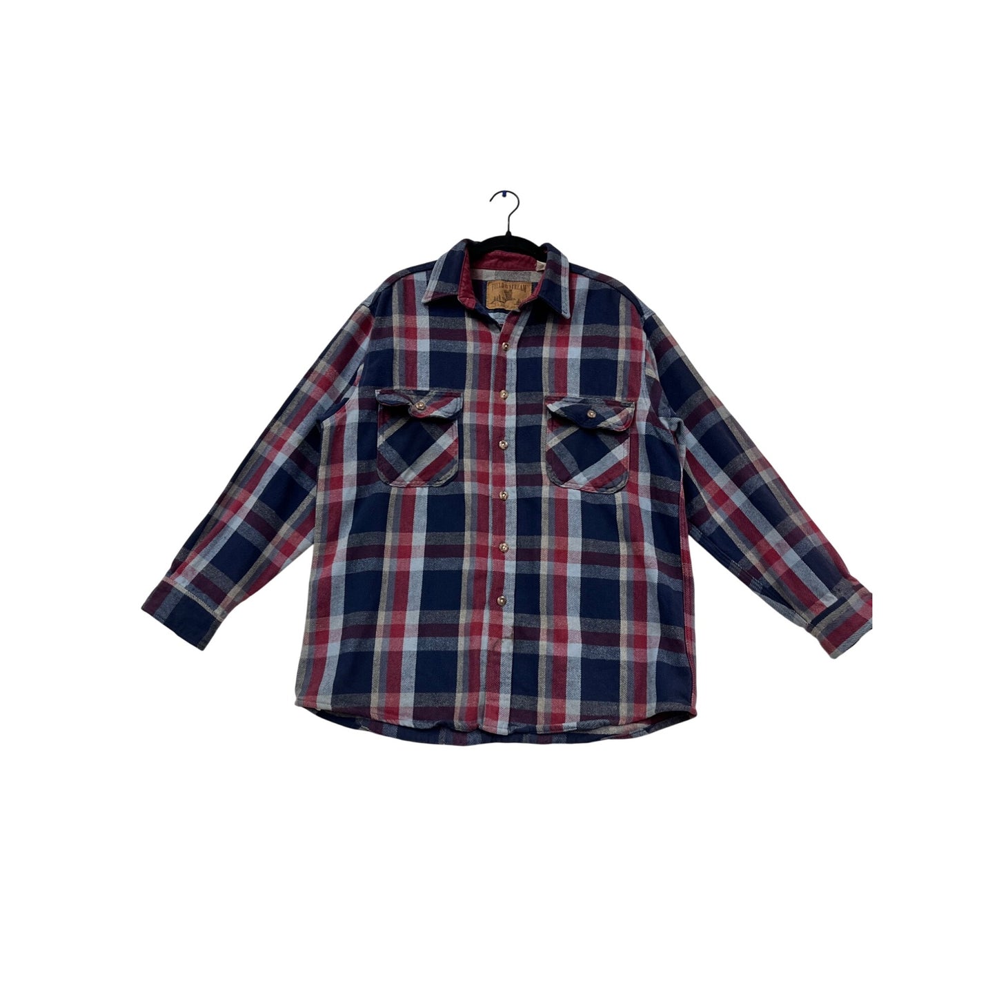 Field & Stream Vintage Plaid Flannel Button-Up Shirt With Pockets Size L #427A