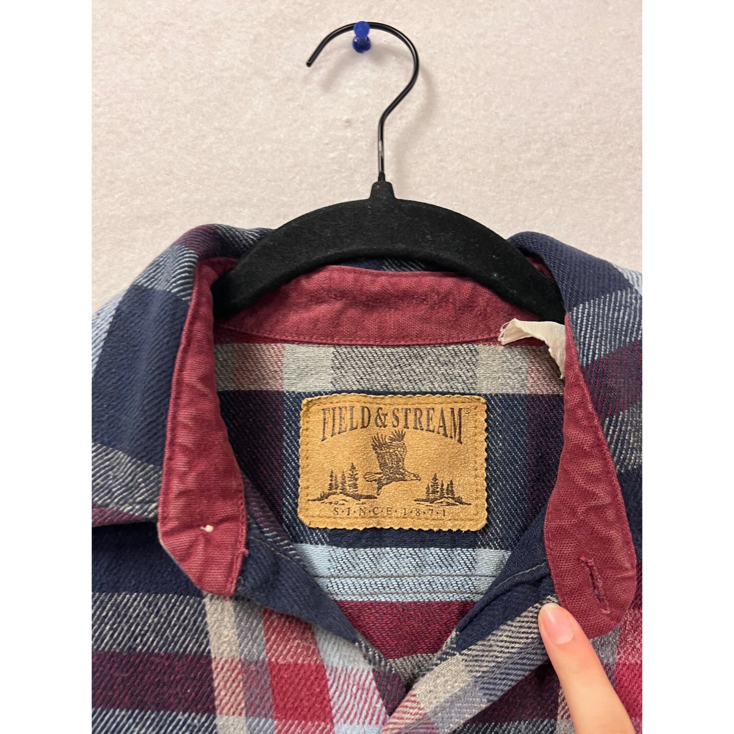 Field & Stream Vintage Plaid Flannel Button-Up Shirt With Pockets Size L #427A