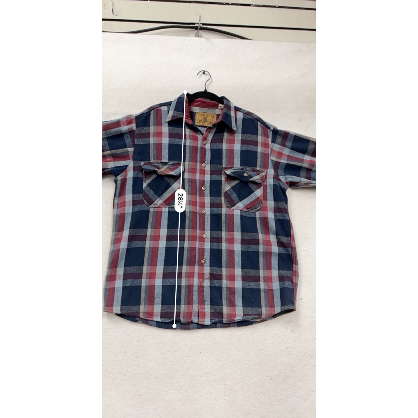 Field & Stream Vintage Plaid Flannel Button-Up Shirt With Pockets Size L #427A