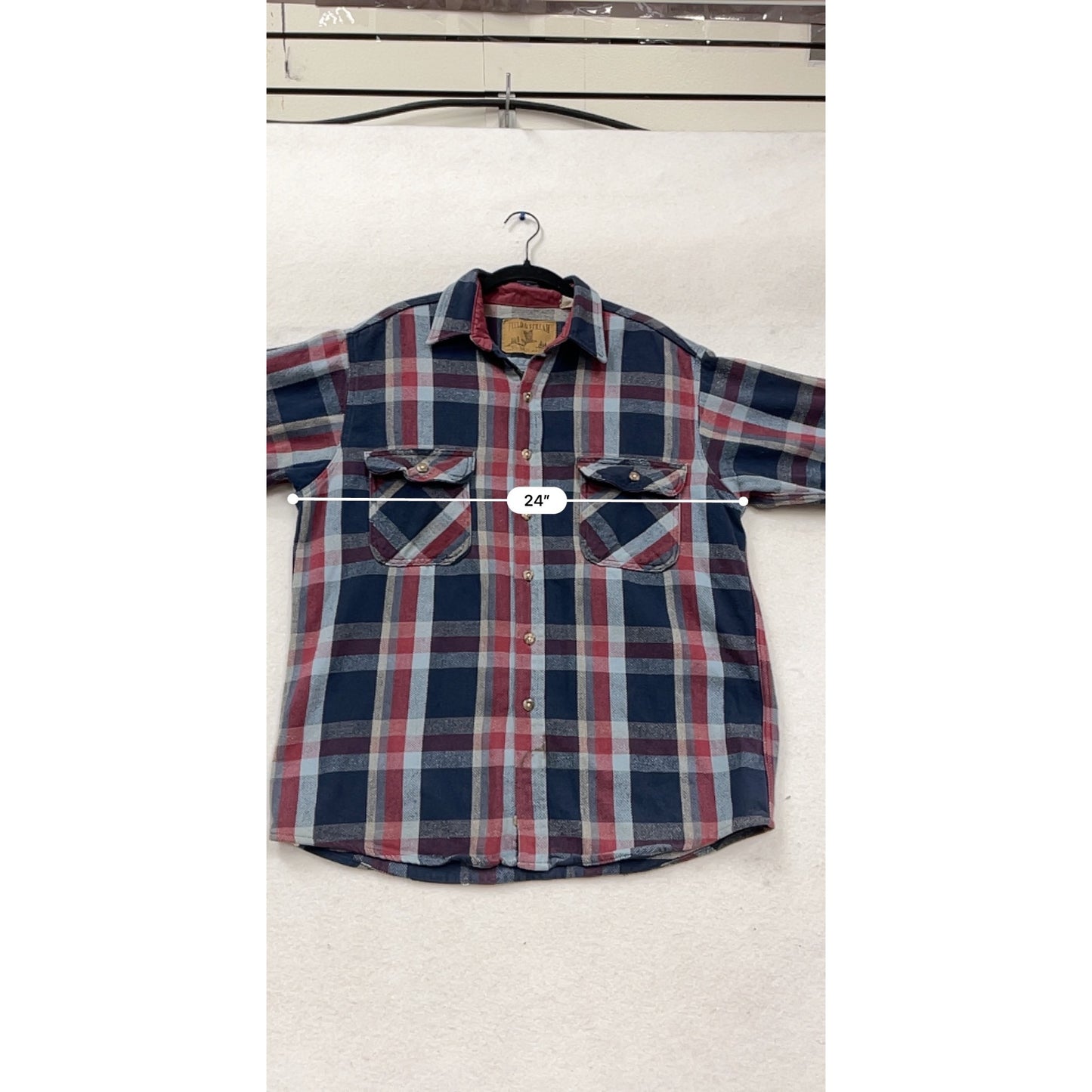 Field & Stream Vintage Plaid Flannel Button-Up Shirt With Pockets Size L #427A