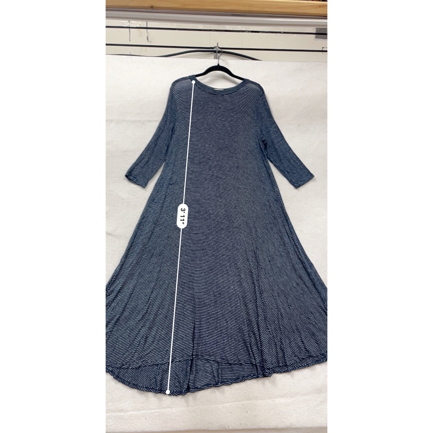 Flamingo Urban Blue & White Striped Long Dress L #537A