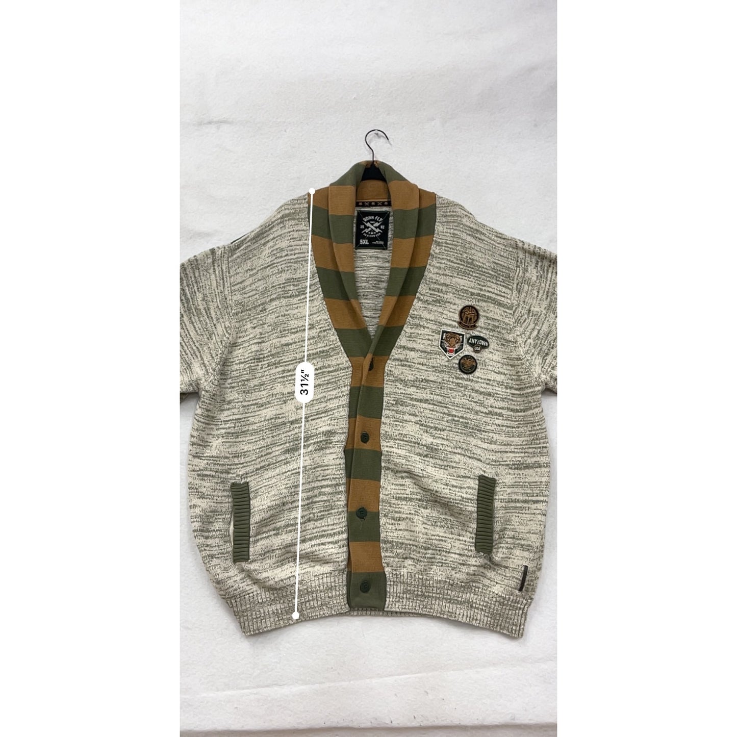 Born Fly 5XL Shawl Collar Cardigan Sweater With Patches #8960