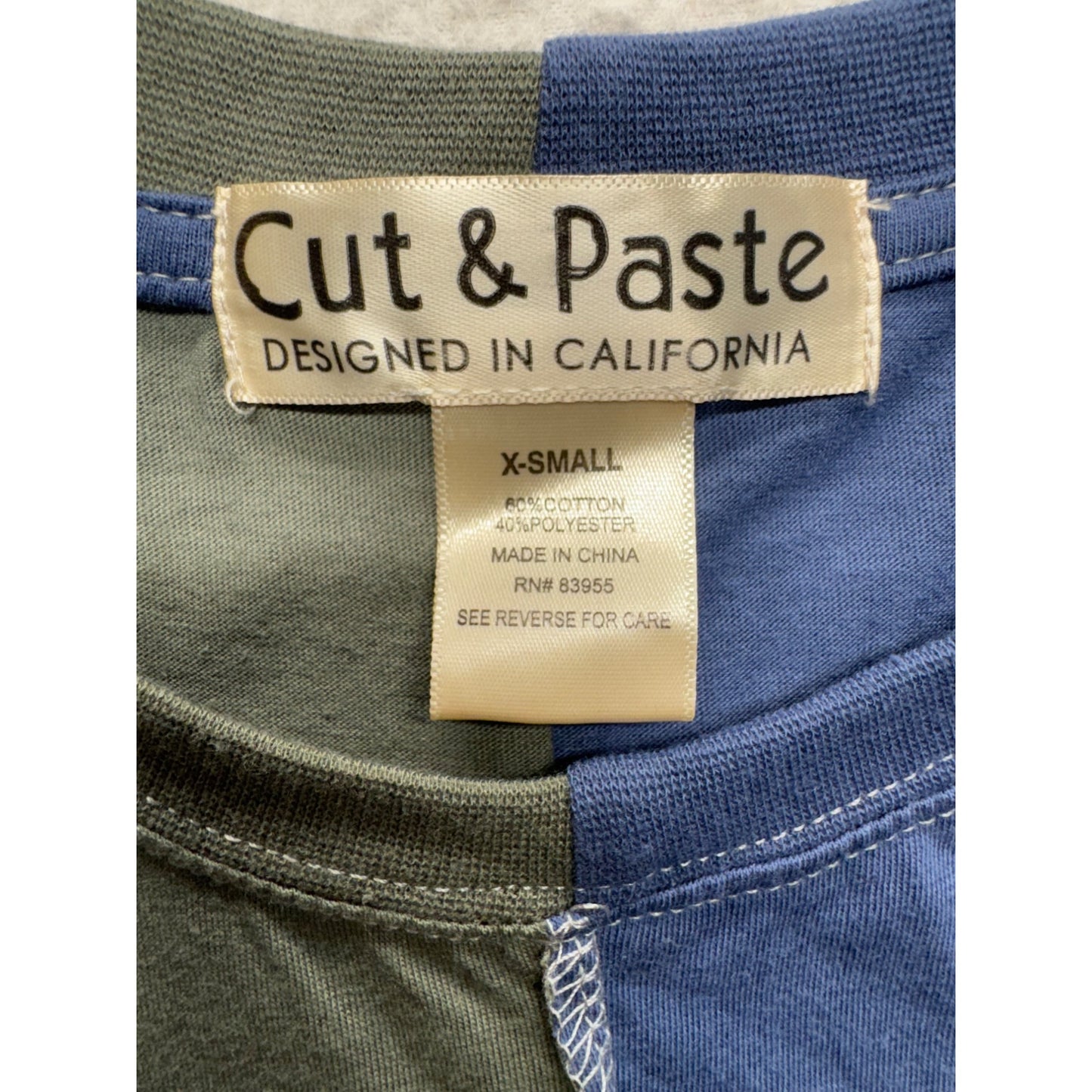 Cut & Paste X-Small Colorblock Long Sleeve Graphic Tee #9339