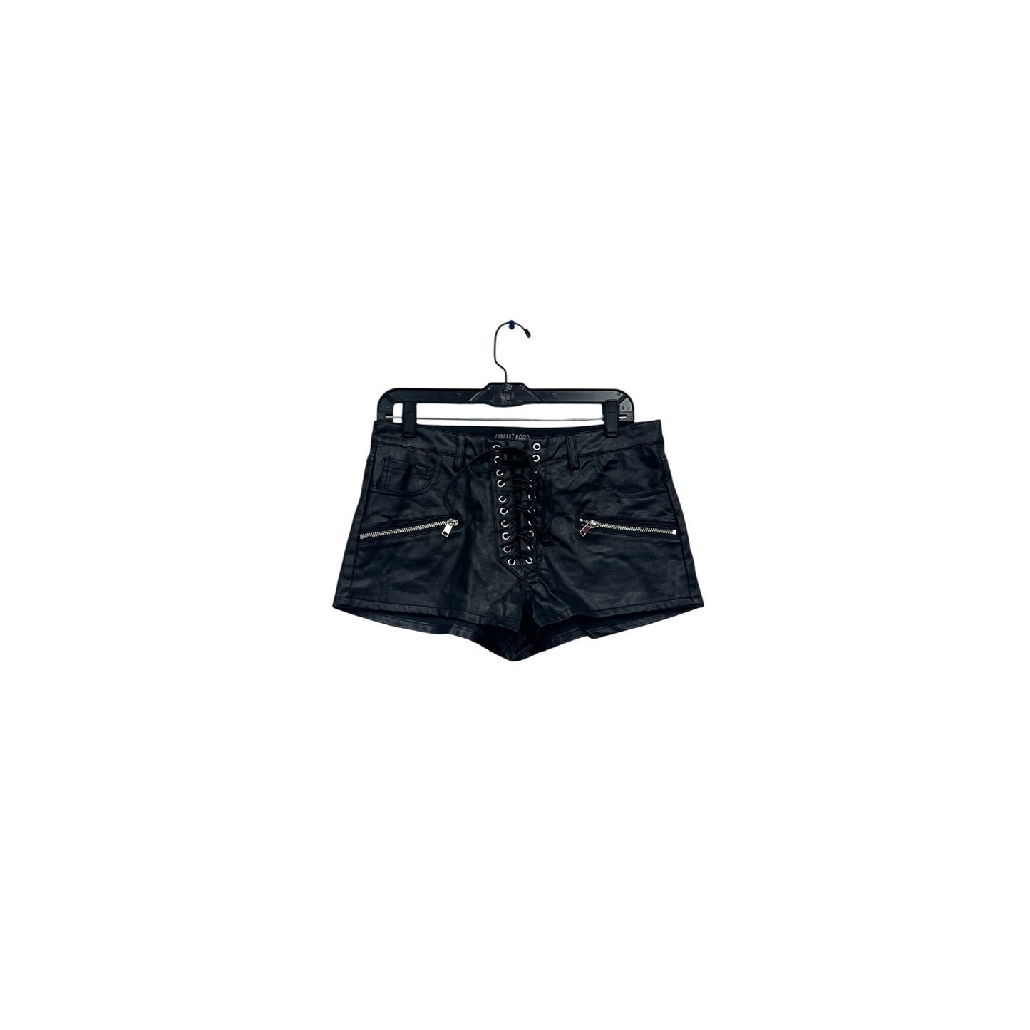 Current Mood Black Faux Leather Lace-Up Shorts Size L #850A