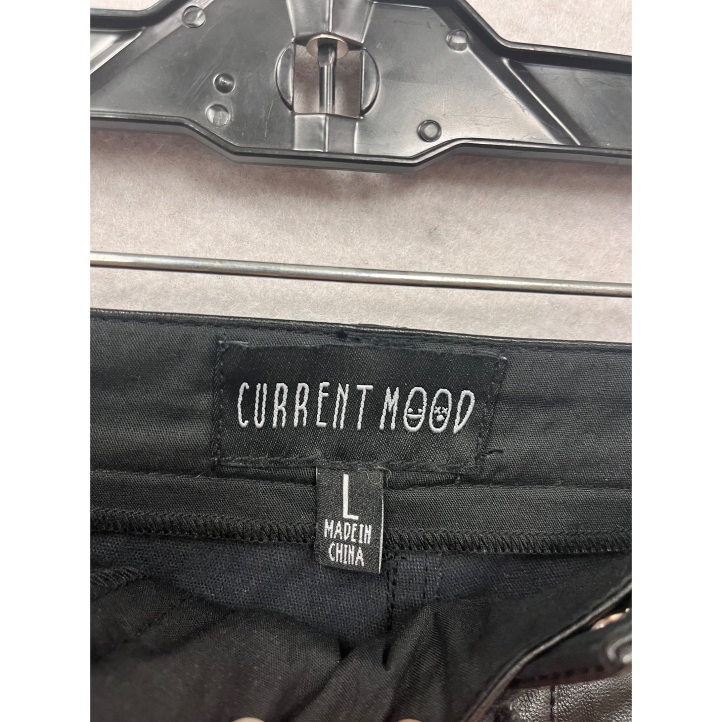 Current Mood Black Faux Leather Lace-Up Shorts Size L #850A