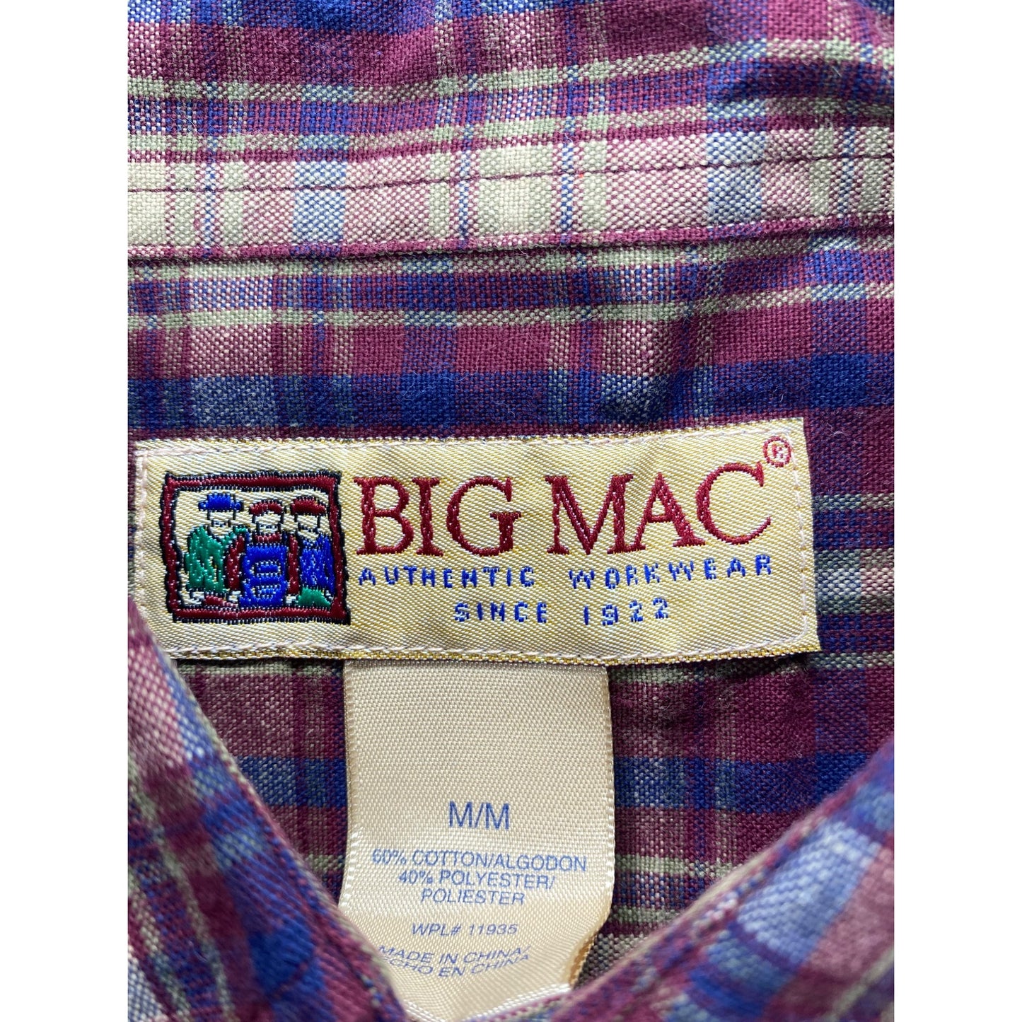 Big Mac Vintage Plaid Short Sleeve Button-Up Shirt #7405