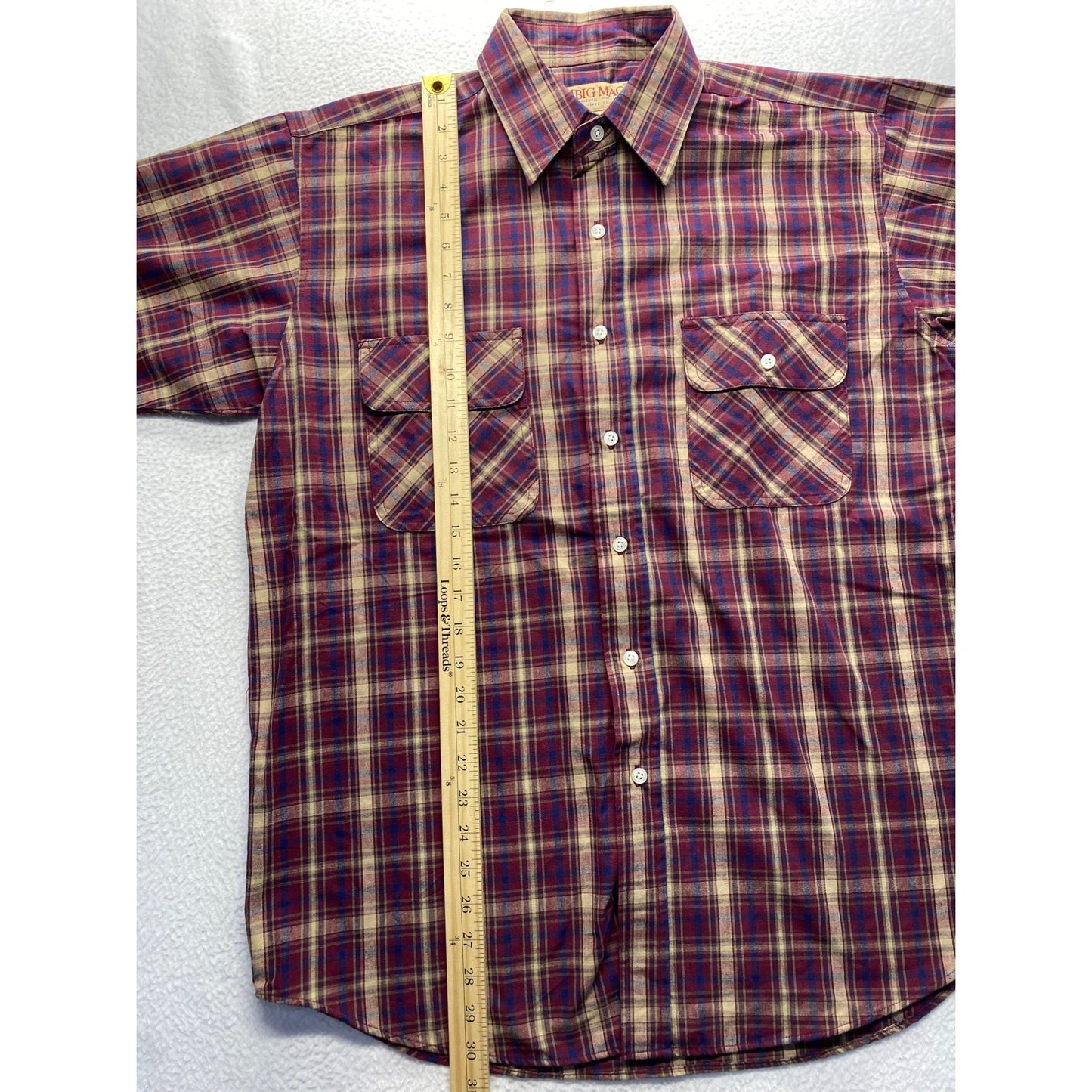 Big Mac Vintage Plaid Short Sleeve Button-Up Shirt #7405