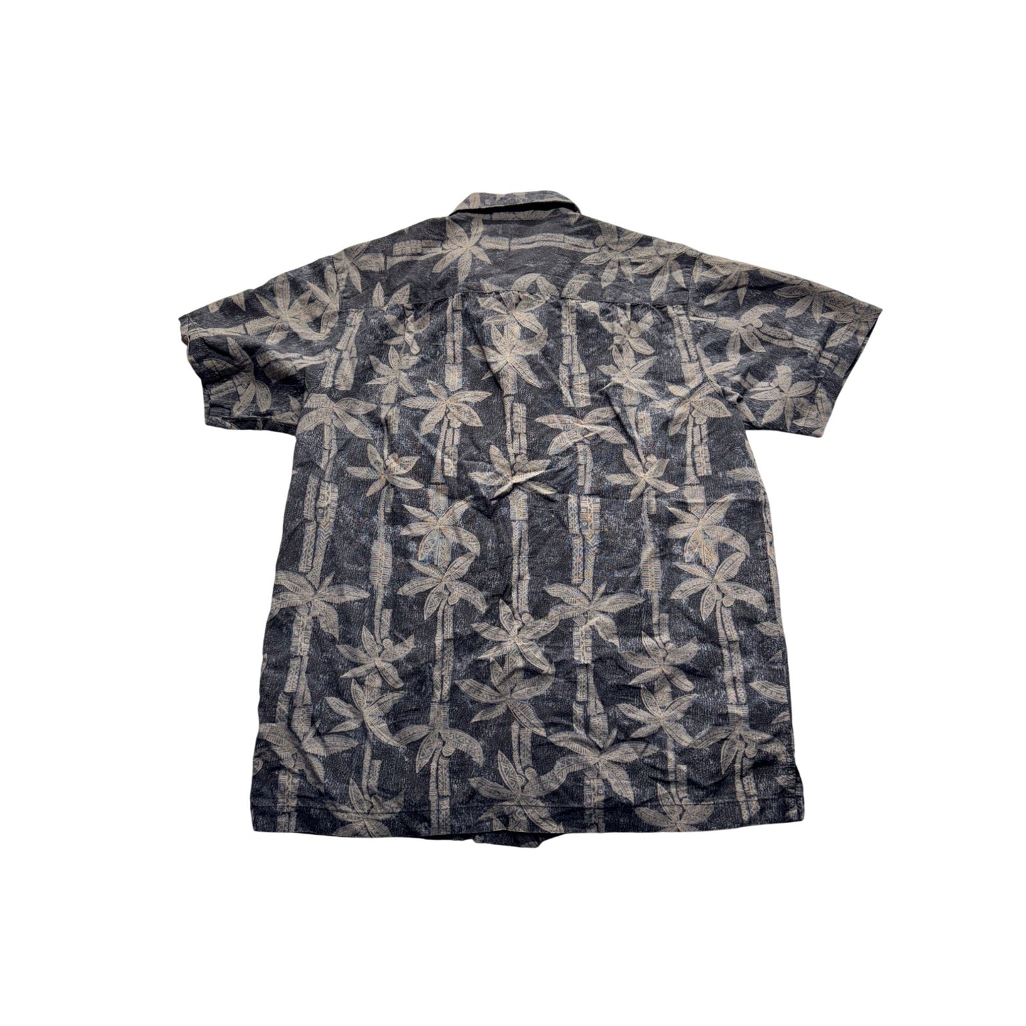 Milano Bay Hawaiian M Short Sleeve Gray/Beige Palm Tree Design #9125