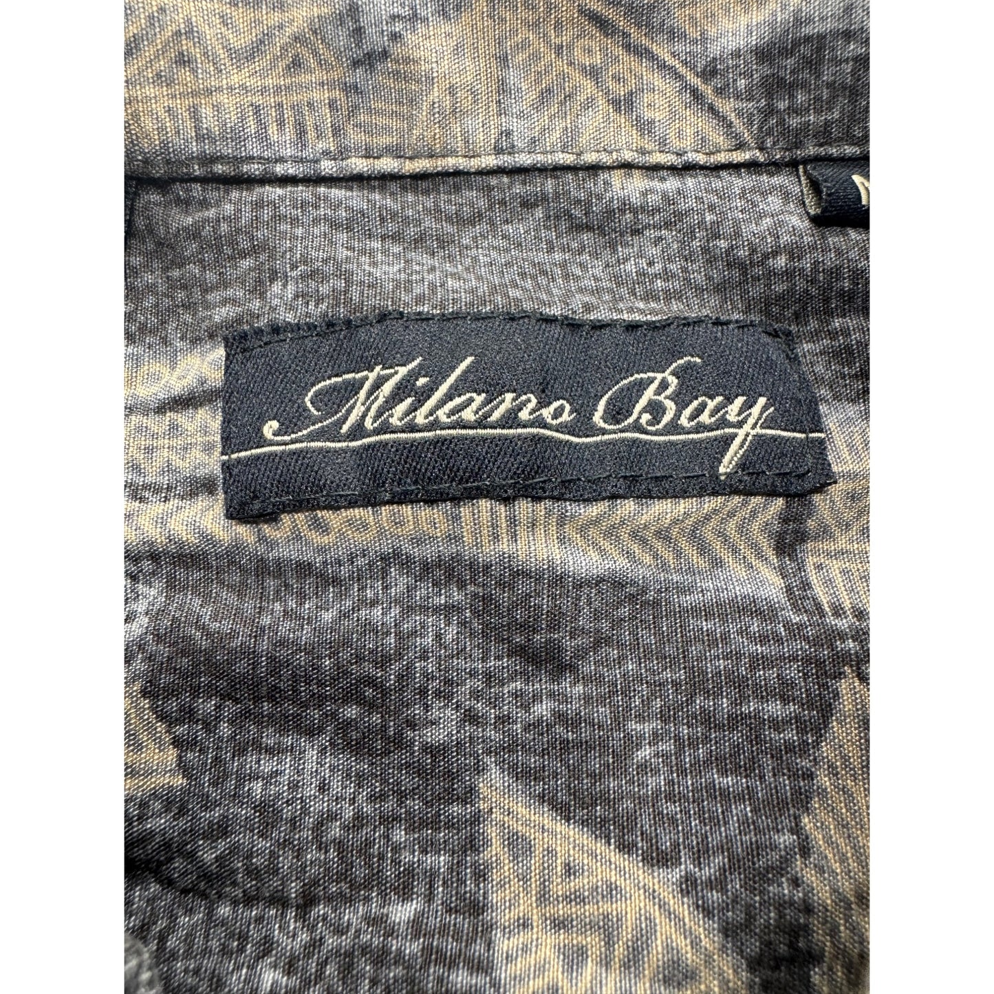 Milano Bay Hawaiian M Short Sleeve Gray/Beige Palm Tree Design #9125