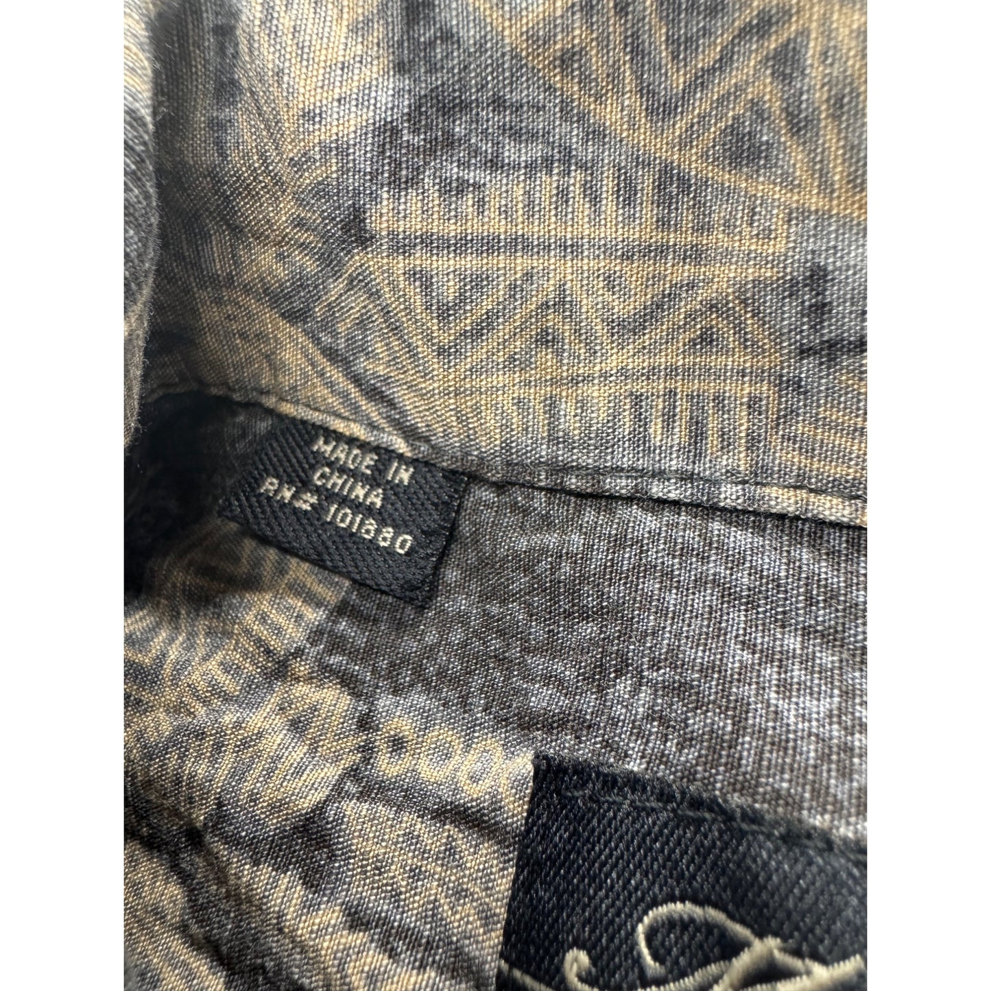 Milano Bay Hawaiian M Short Sleeve Gray/Beige Palm Tree Design #9125