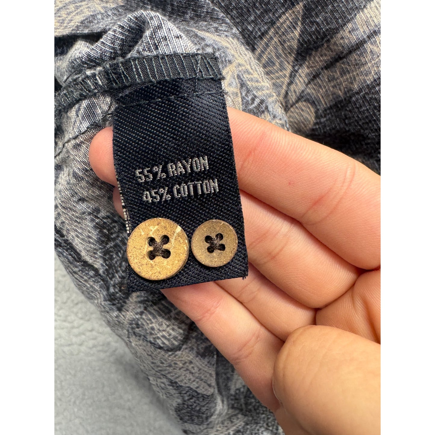 Milano Bay Hawaiian M Short Sleeve Gray/Beige Palm Tree Design #9125