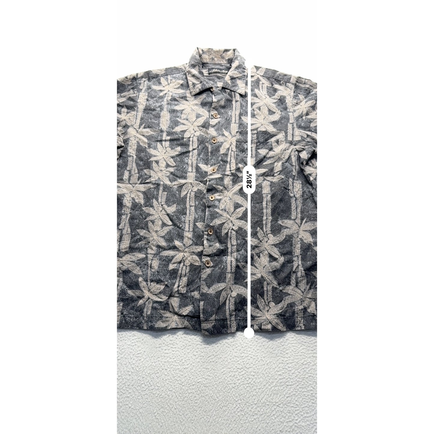 Milano Bay Hawaiian M Short Sleeve Gray/Beige Palm Tree Design #9125