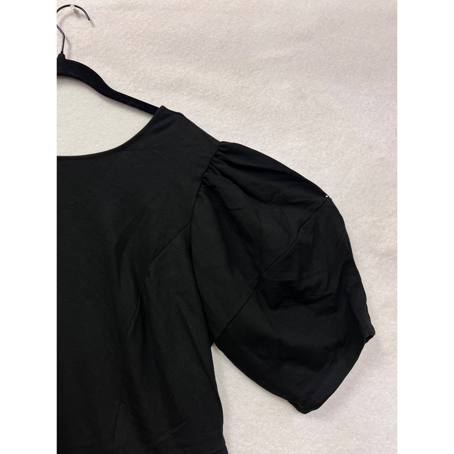 Eloquii Womens Black Puff Sleeve Peplum Dress Size XL #6747