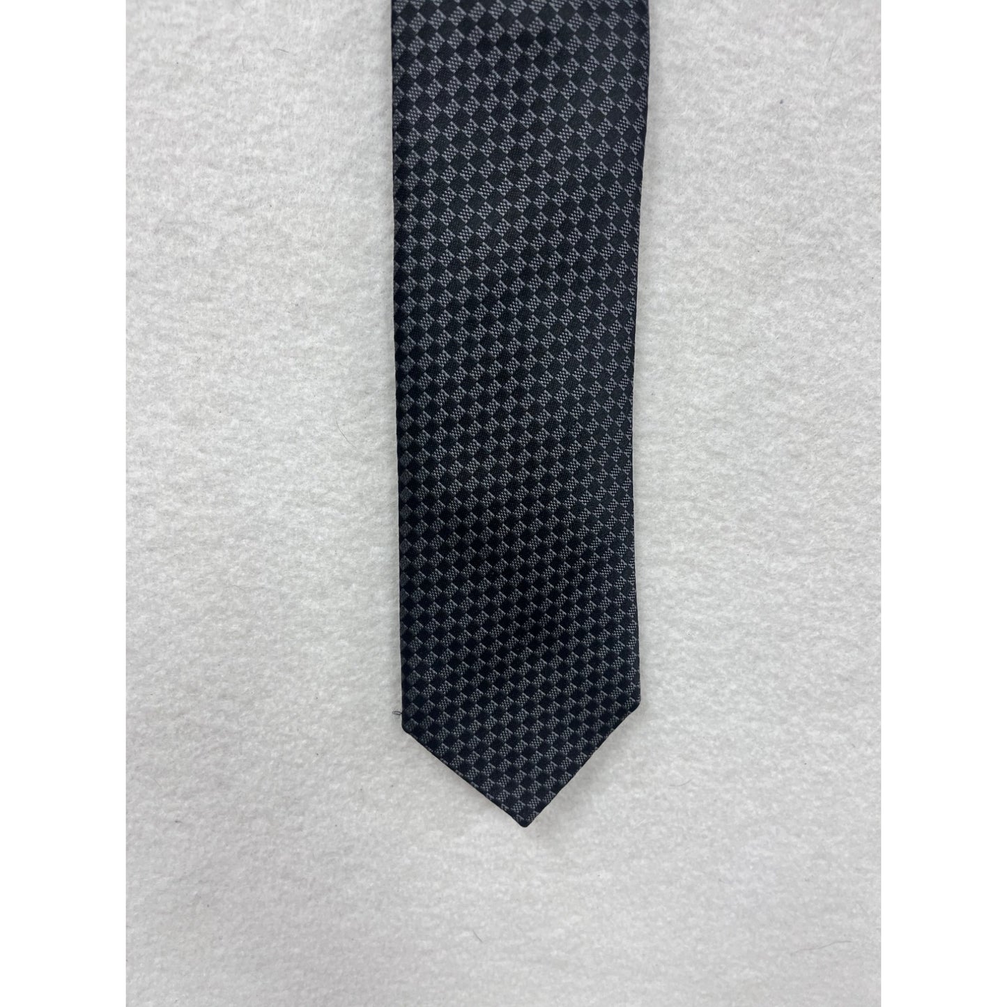 Black & Gray Checkered Silk Tie Cucita A Mano Handmade In Italy #8663