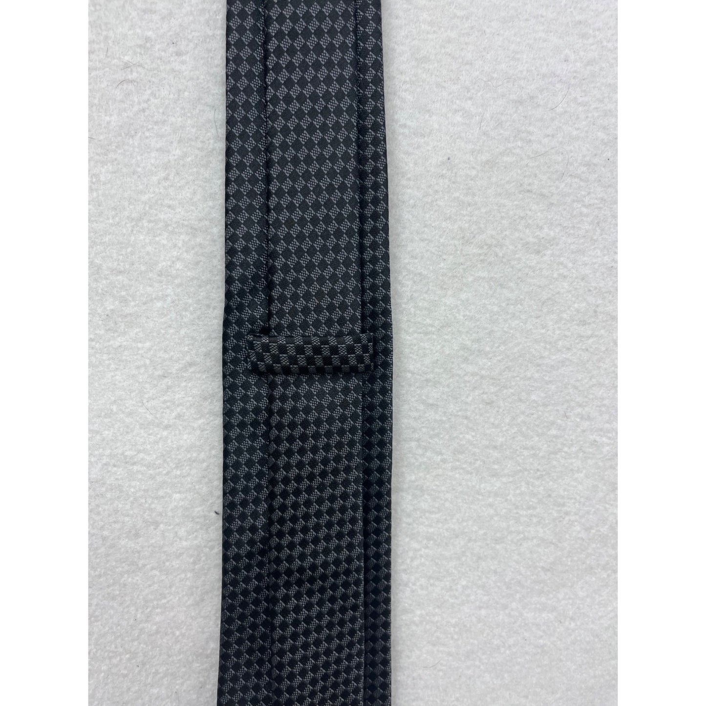 Black & Gray Checkered Silk Tie Cucita A Mano Handmade In Italy #8663