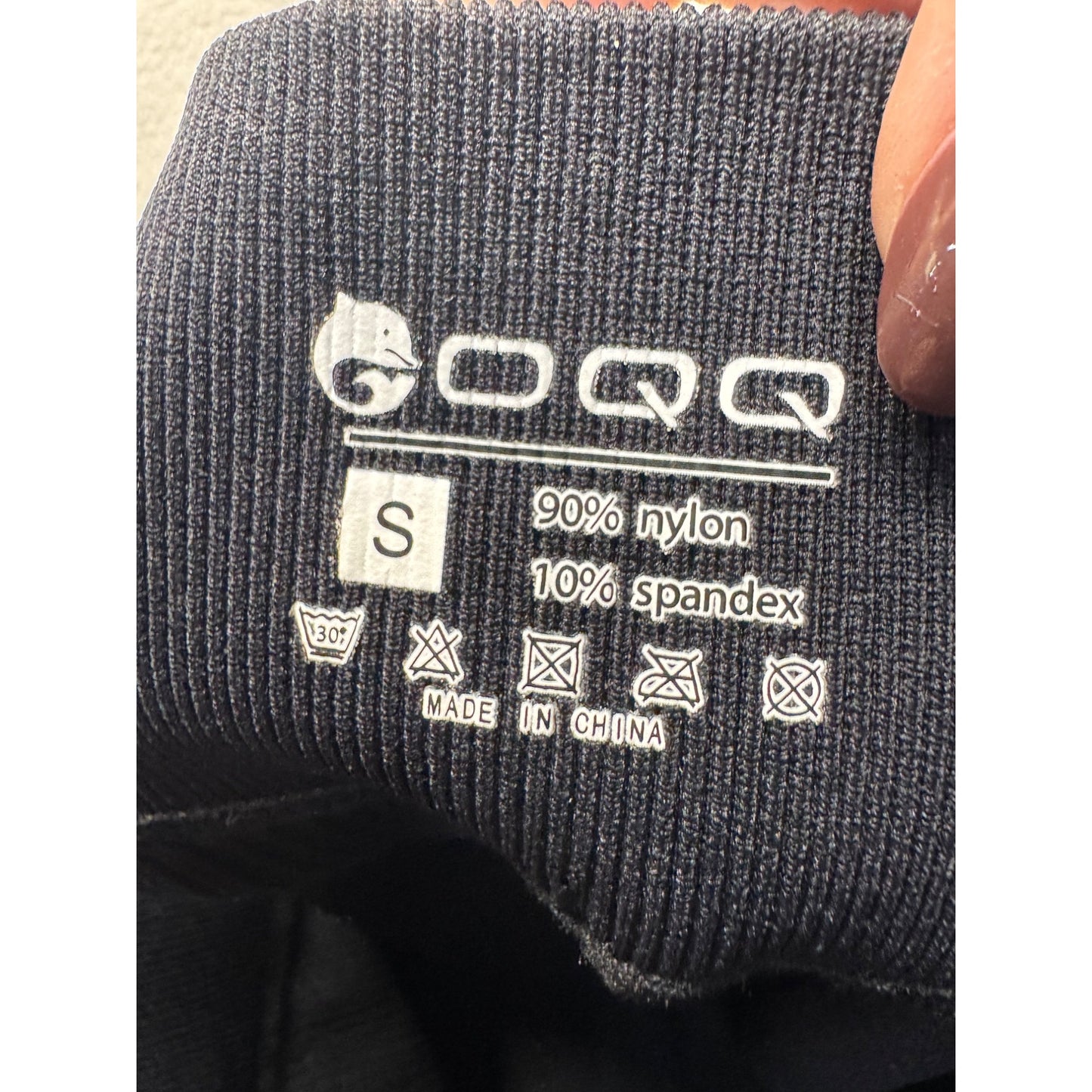 QQQ Black High-Waisted Ribbed Leggings Nylon/Spandex Blend Small 252B