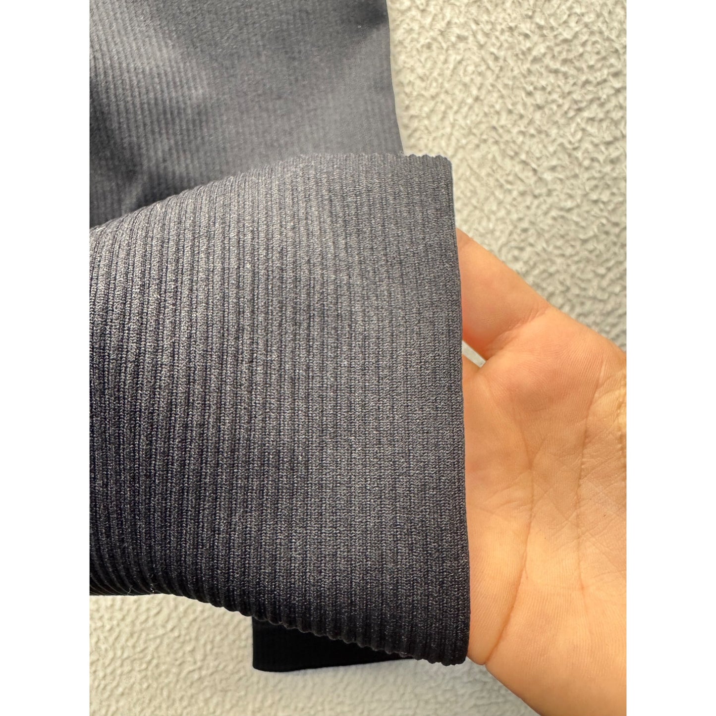 QQQ Black High-Waisted Ribbed Leggings Nylon/Spandex Blend Small 252B