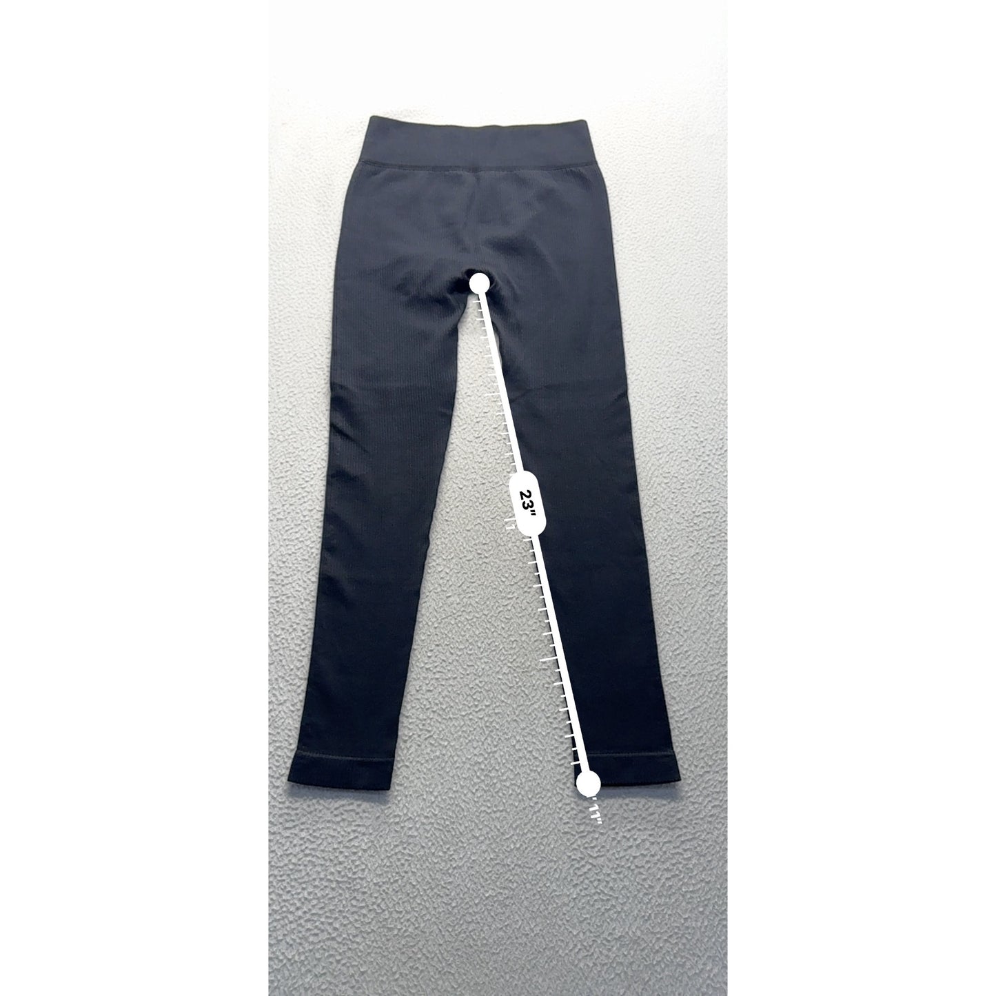 QQQ Black High-Waisted Ribbed Leggings Nylon/Spandex Blend Small 252B