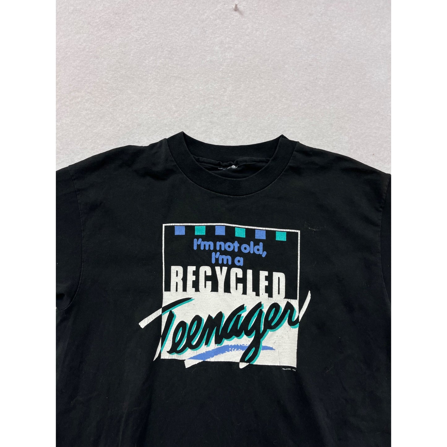 Large Black Graphic T-Shirt "Im Not Old Im a Recycled Teenager" #8769