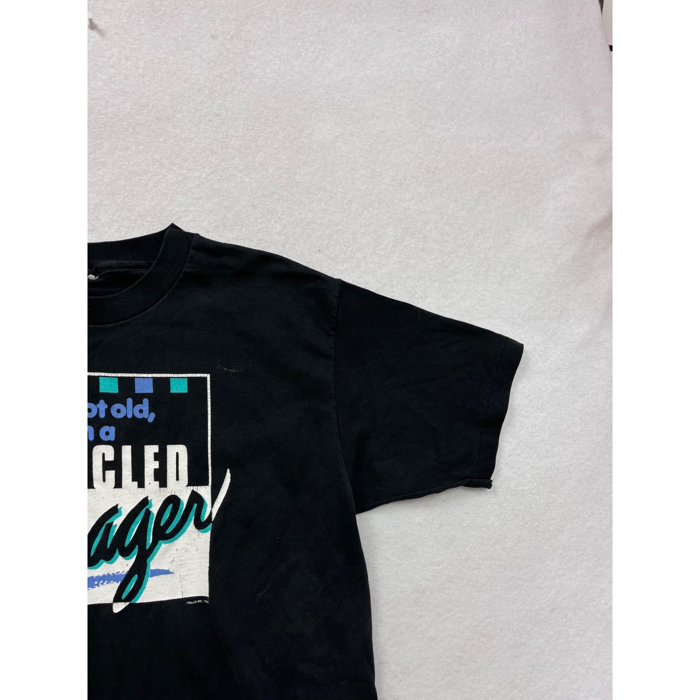 Large Black Graphic T-Shirt "Im Not Old Im a Recycled Teenager" #8769