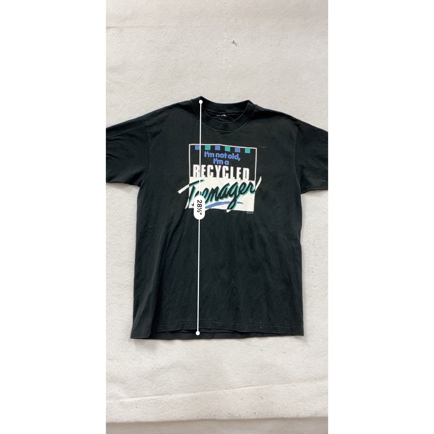 Large Black Graphic T-Shirt "Im Not Old Im a Recycled Teenager" #8769