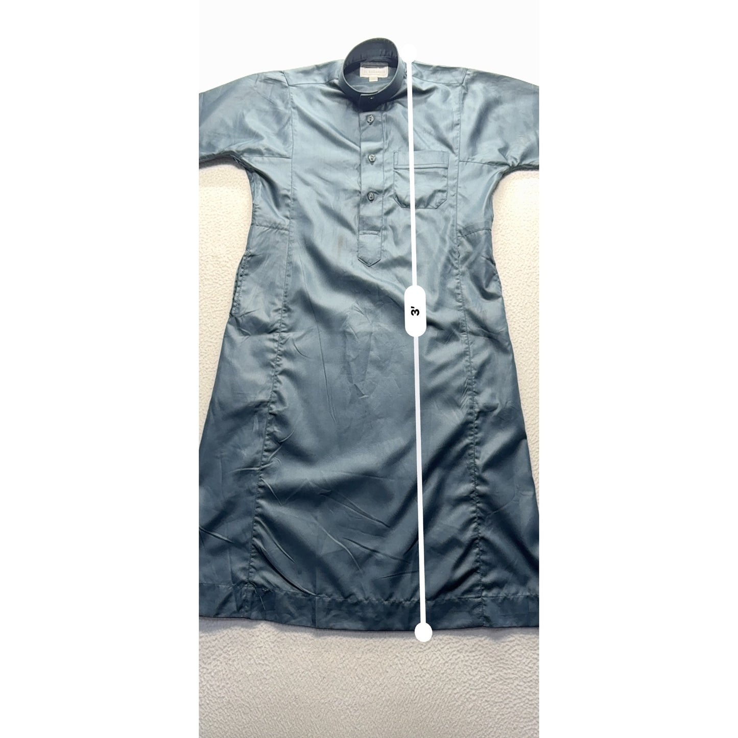 Al Haramain Blue Thobe Kurta With Pockets & Button-Up Collar Size 58 #9349