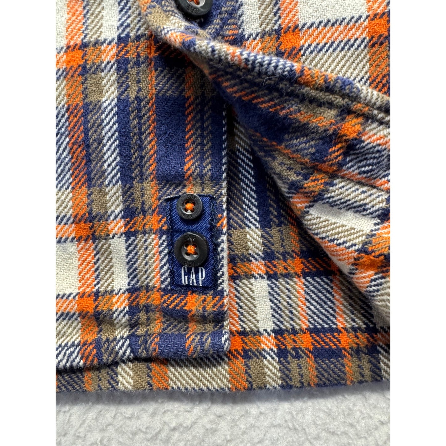 Gap Kids L (10) Plaid Button-Up Shirt Blue/Orange Long Sleeve Cotton Blend #7766