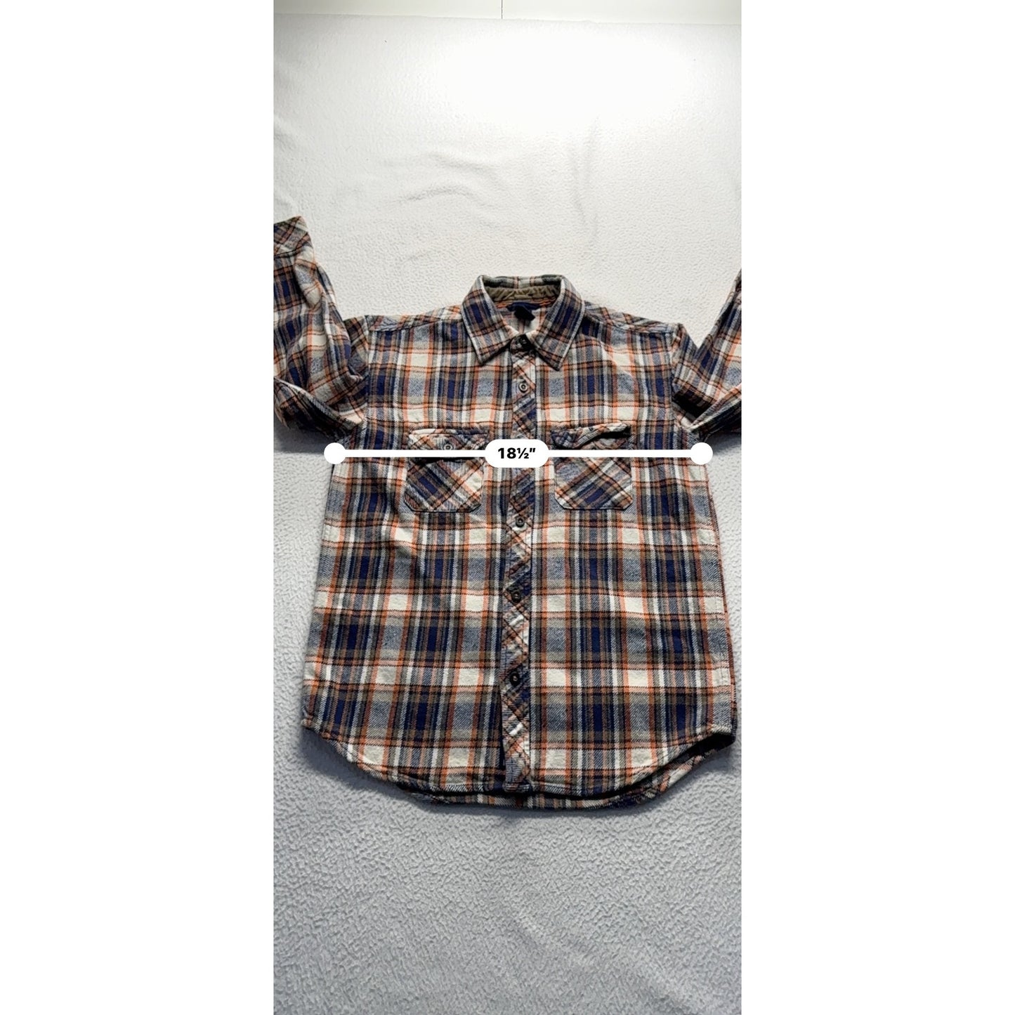 Gap Kids L (10) Plaid Button-Up Shirt Blue/Orange Long Sleeve Cotton Blend #7766