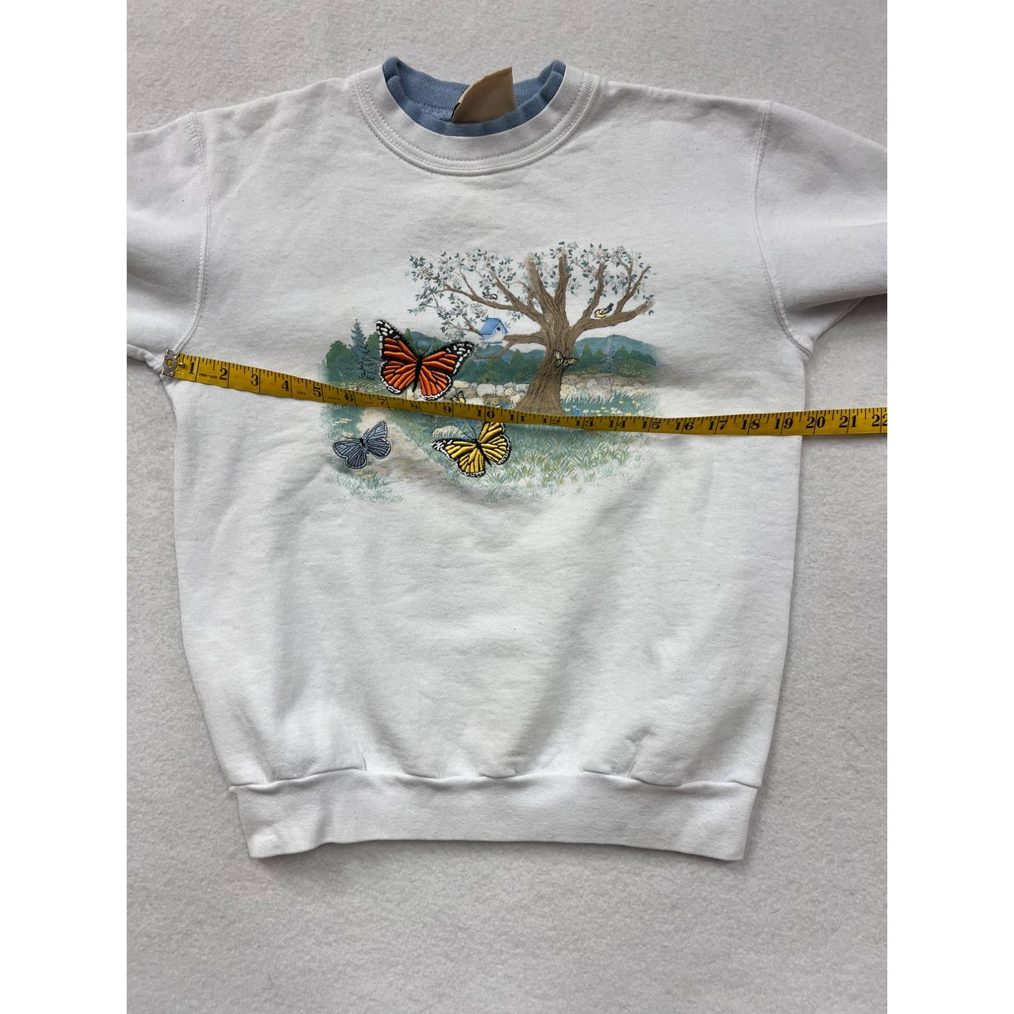 Vintage Top Stitch By Morning Sun Butterfly Print Sweater #6129