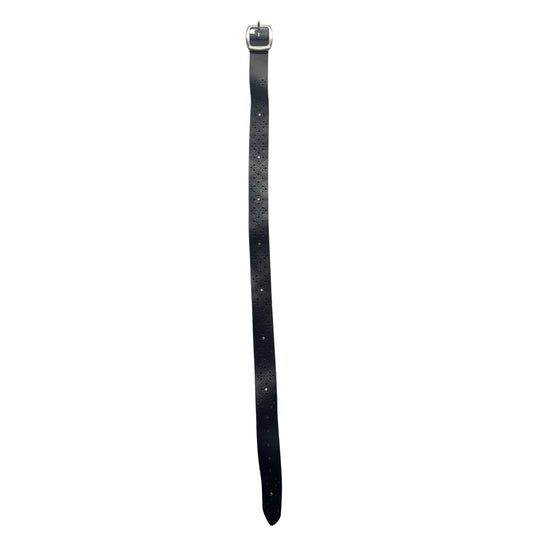 Esprit Black Perforated Leather Belt With Silver Buckle 7B