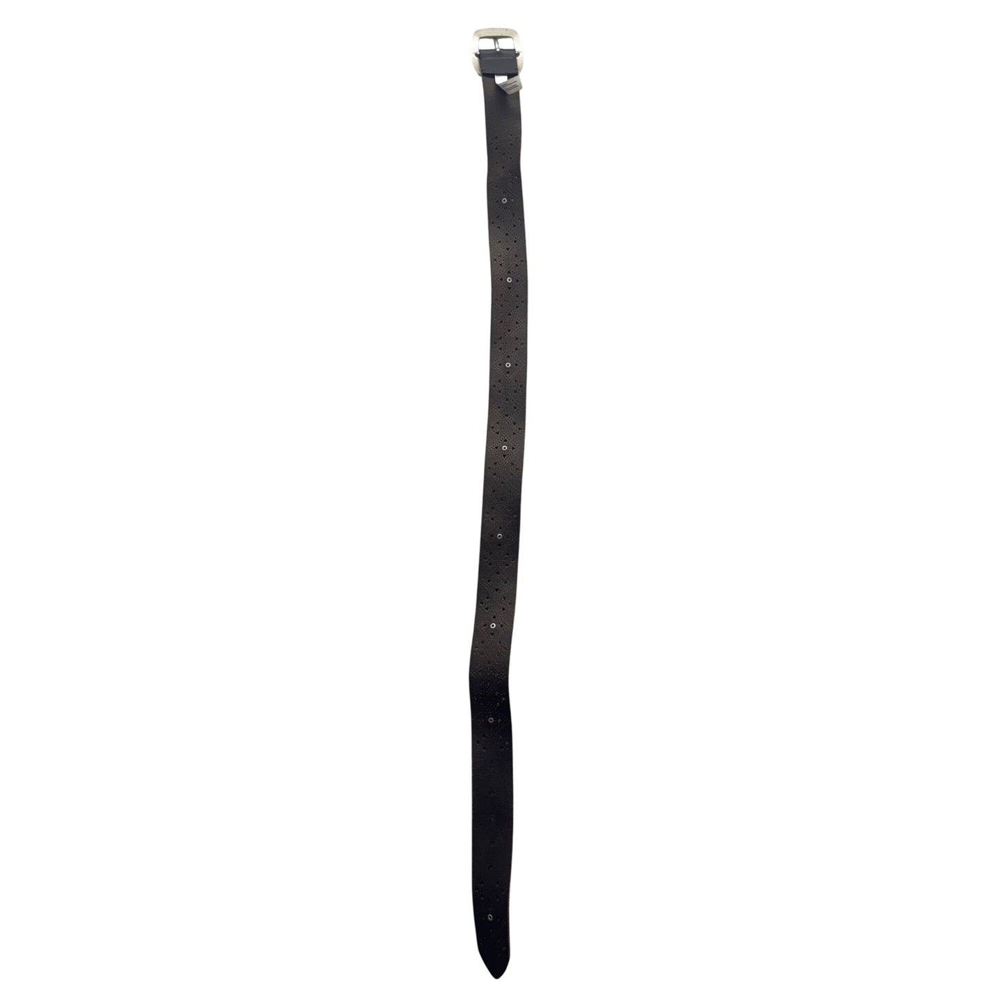 Esprit Black Perforated Leather Belt With Silver Buckle 7B