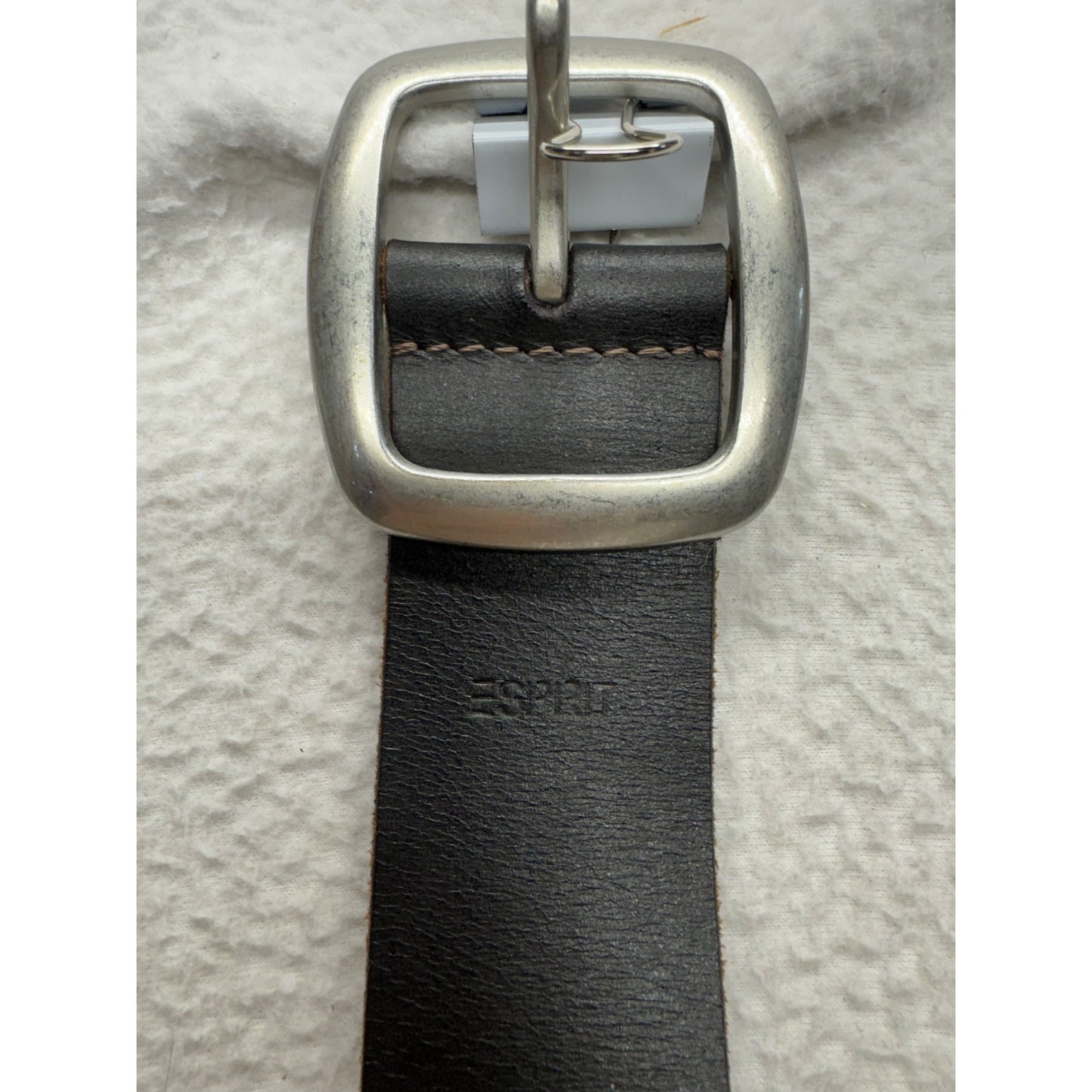 Esprit Black Perforated Leather Belt With Silver Buckle 7B
