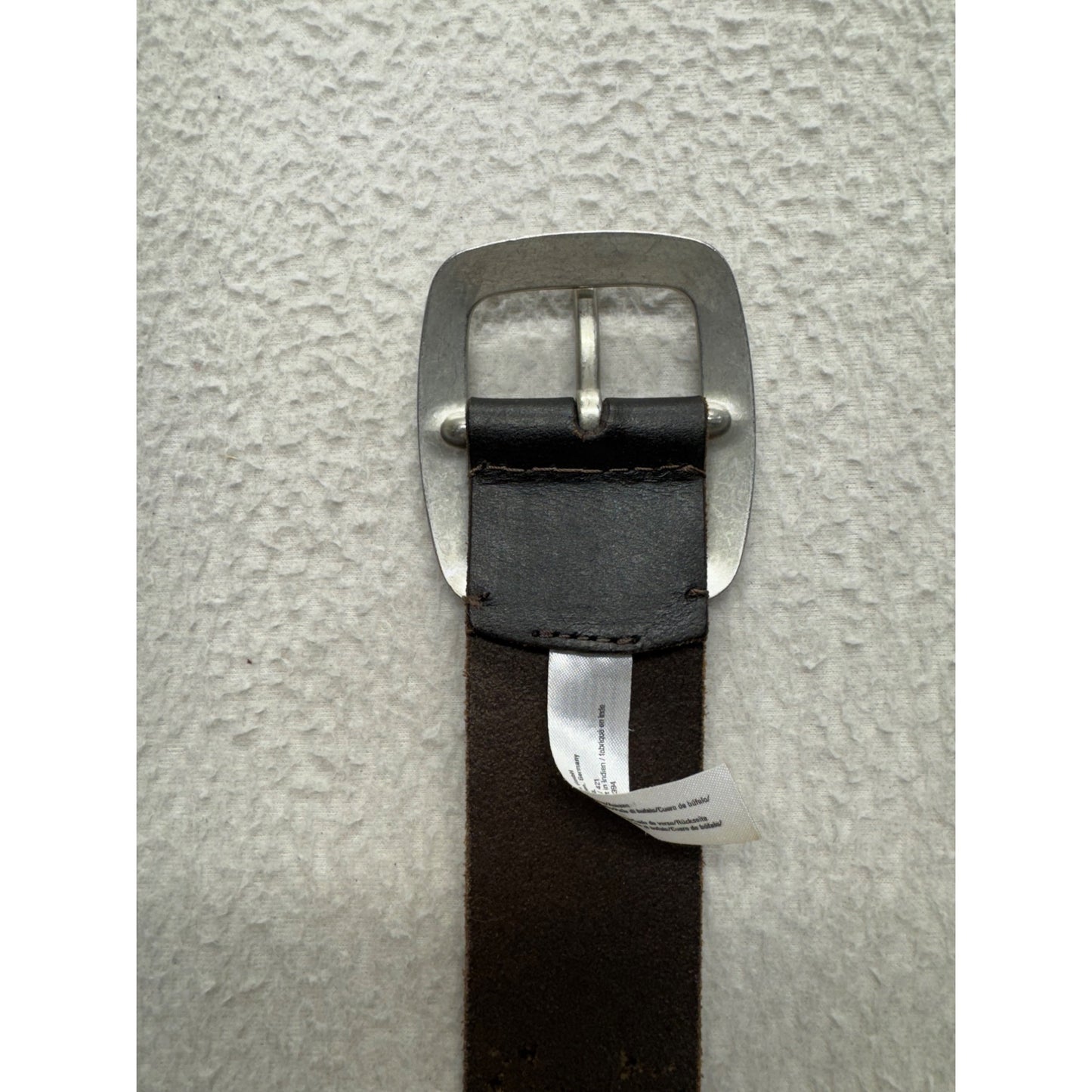 Esprit Black Perforated Leather Belt With Silver Buckle 7B