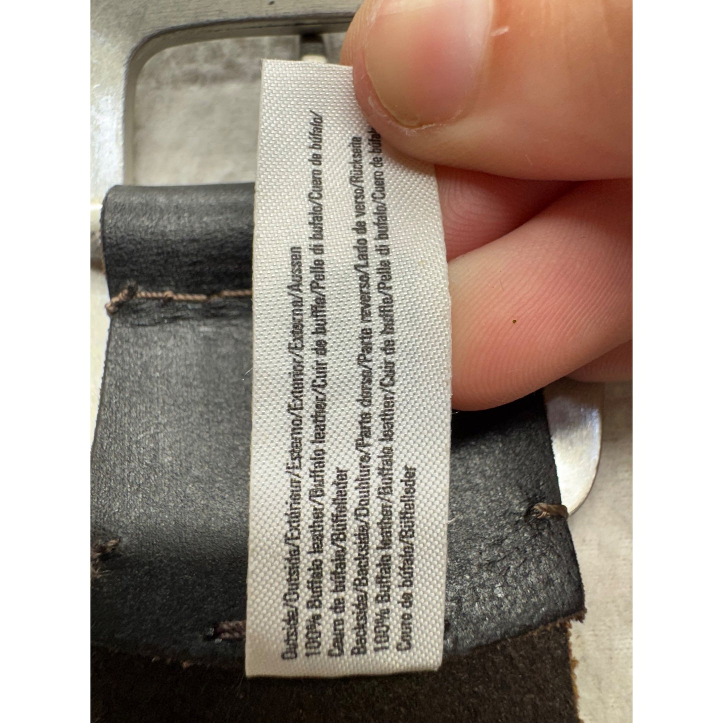 Esprit Black Perforated Leather Belt With Silver Buckle 7B