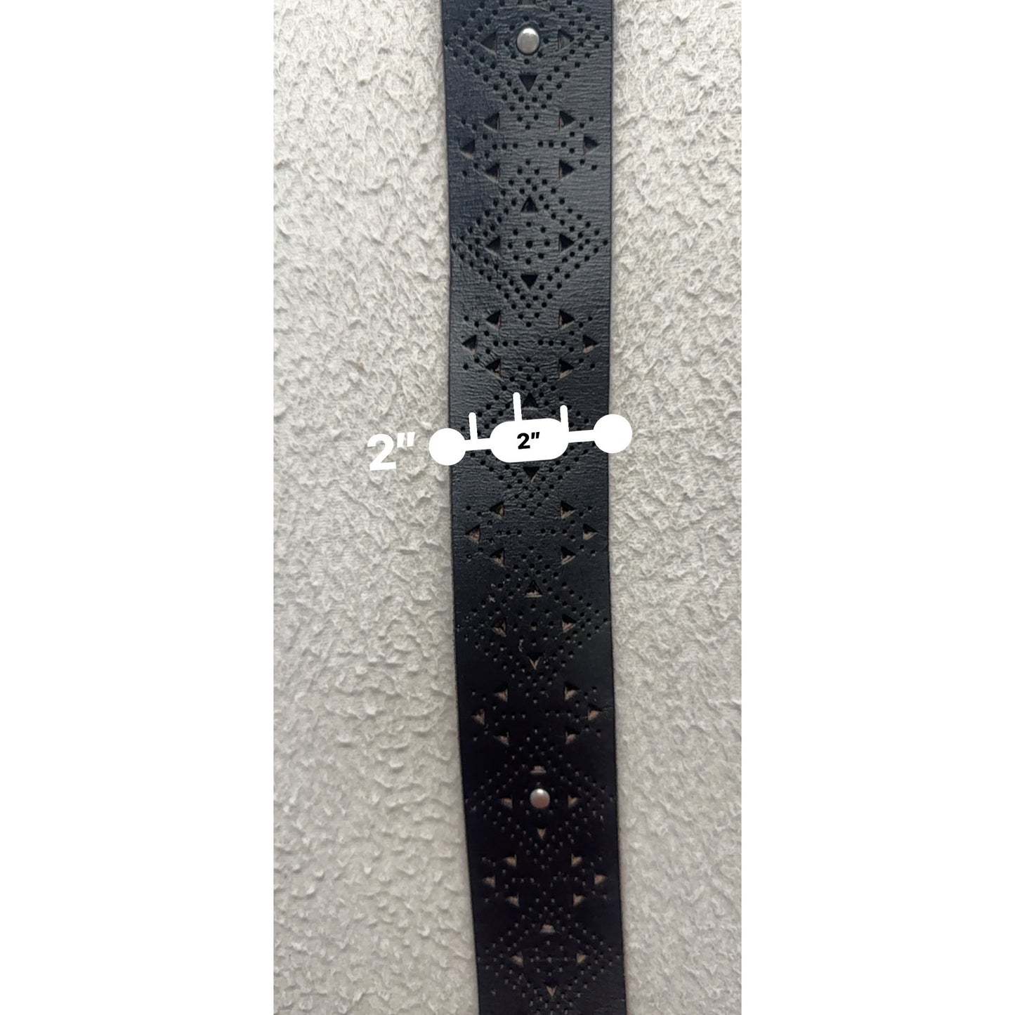 Esprit Black Perforated Leather Belt With Silver Buckle 7B