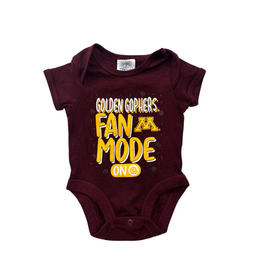 Golden Gophers Fan Mode On Baby bodysuit  0-3M Maroon By Rivalry Threads #6454
