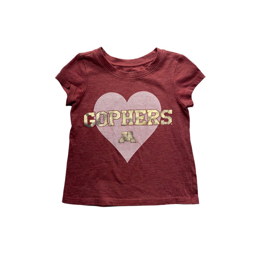 Minnesota Gophers baby T-Shirt Maroon Heart Logo Design #7181