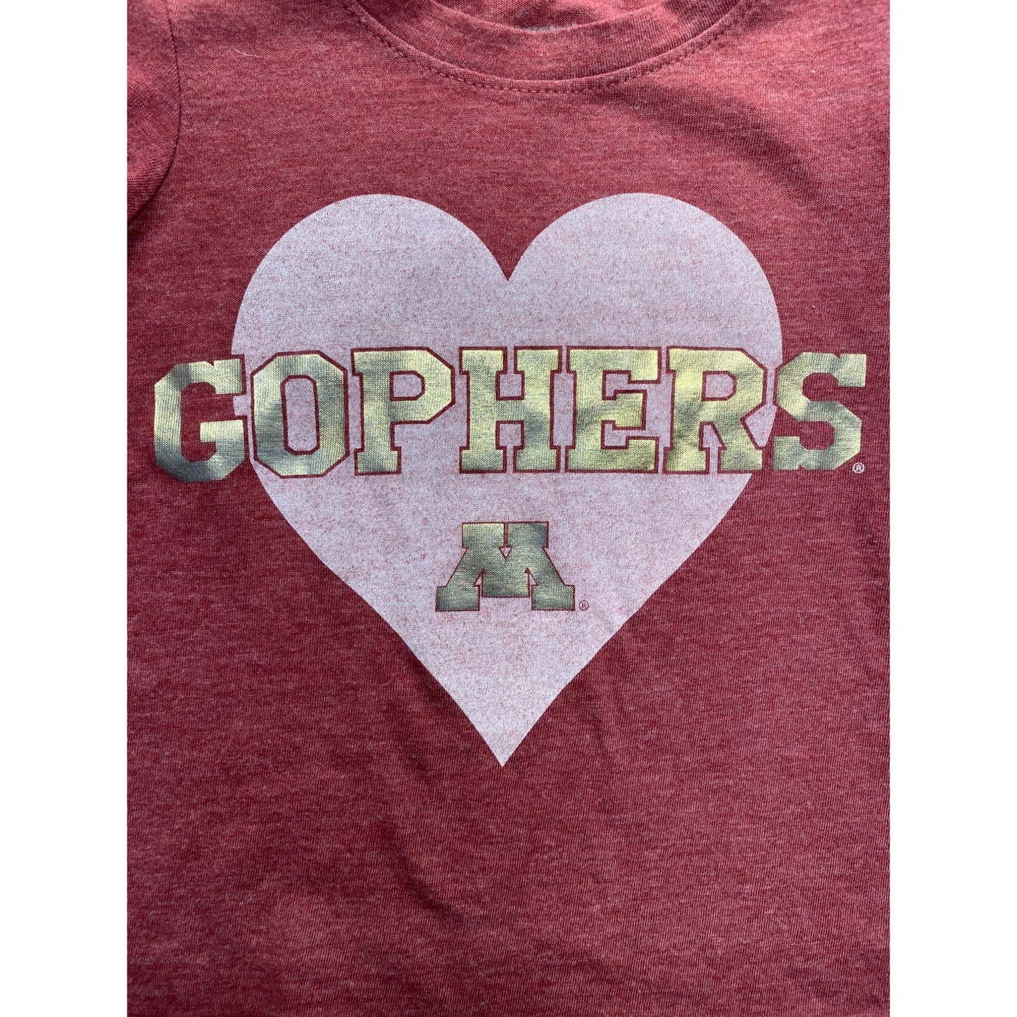 Minnesota Gophers baby T-Shirt Maroon Heart Logo Design #7181