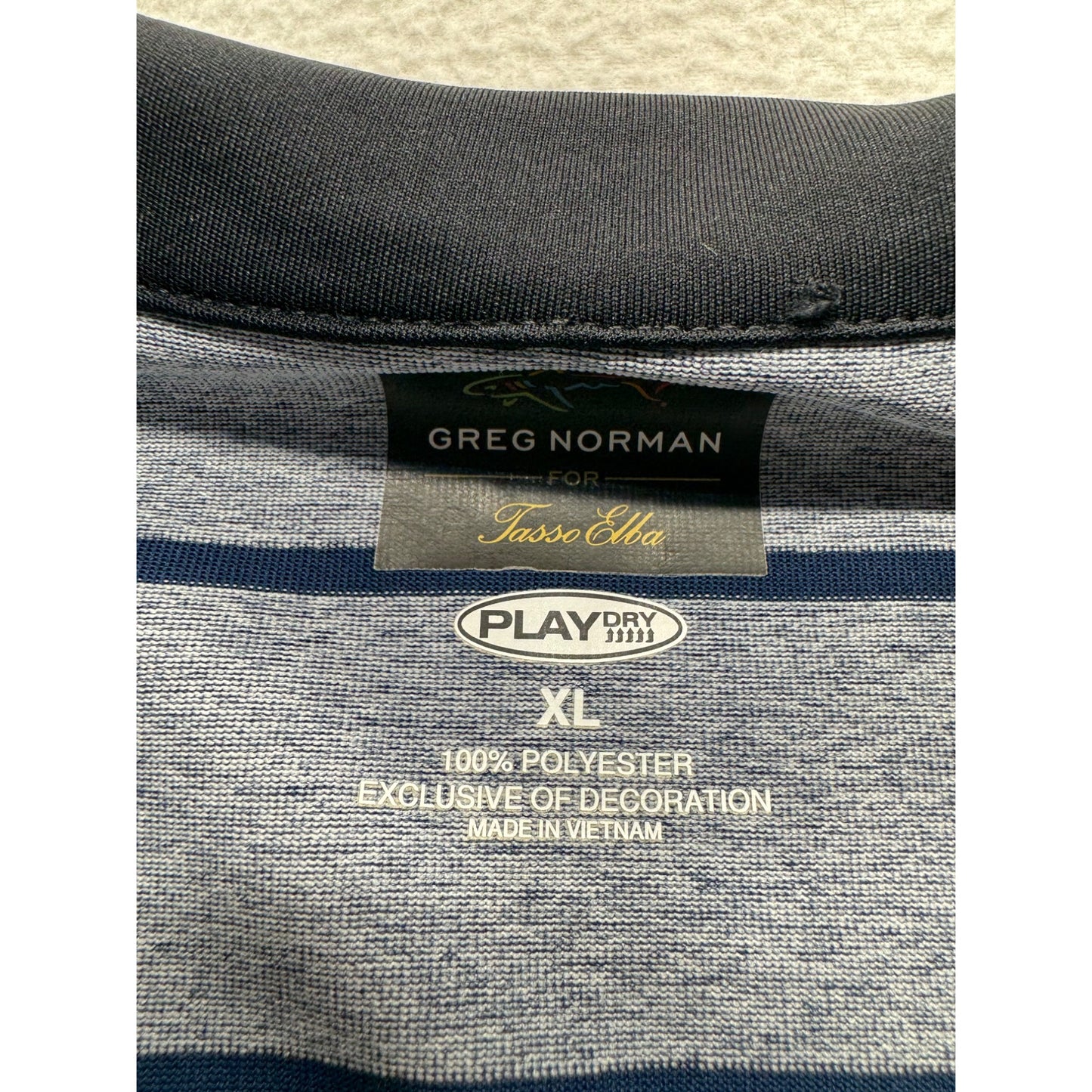 Greg Norman For Tasso Elba XL Blue Striped Long Sleeve #9063