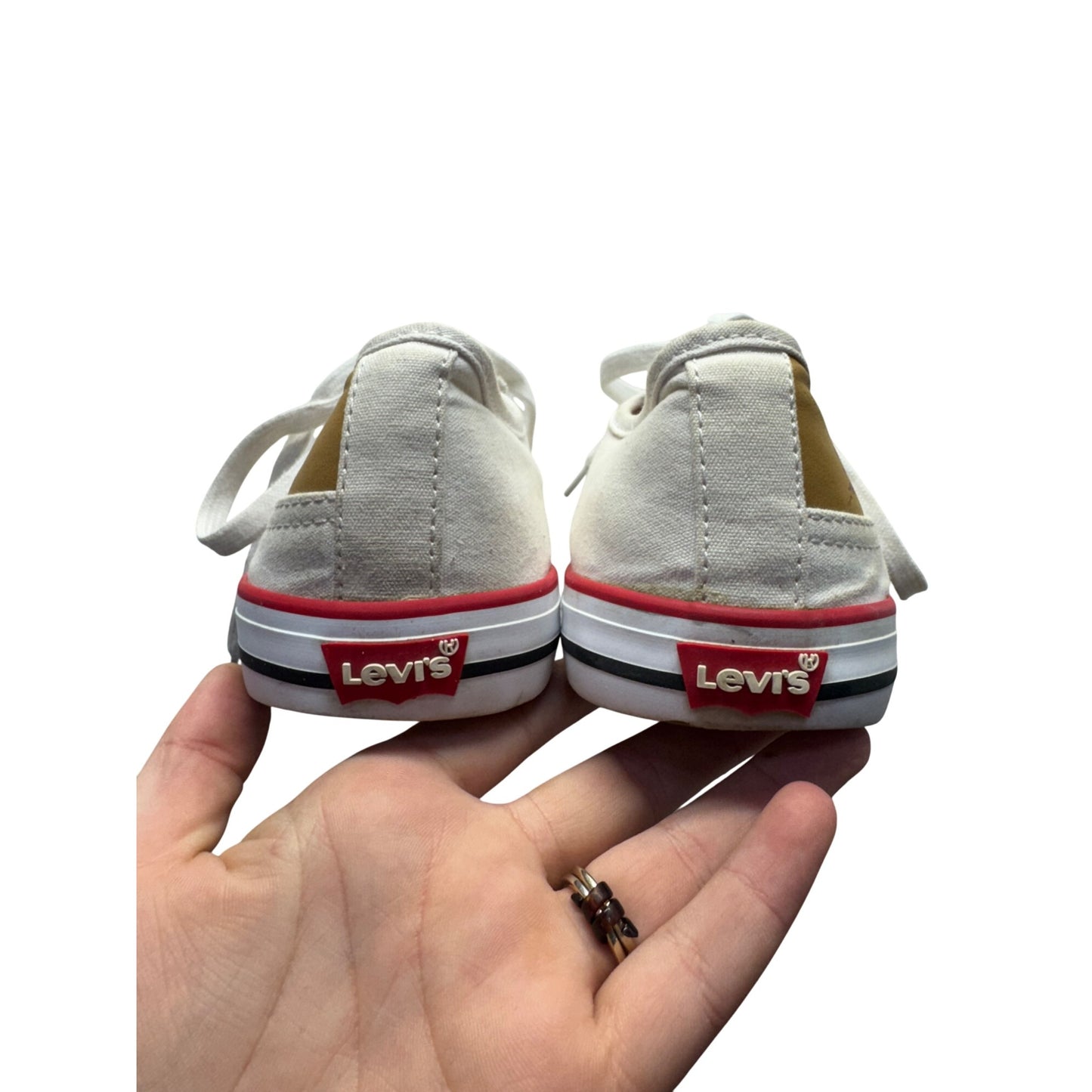 Levis White Canvas Sneakers With Red Trim #347B