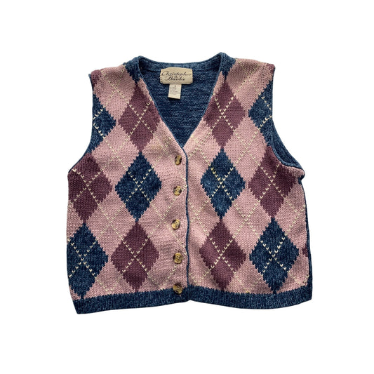 Vintage Christopher & Banks Womens Argyle Knit Sweater Vest #7286