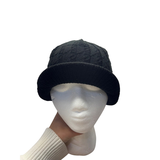 Jordan Black Knit Bucket Hat With Diamond Pattern One Size 100% Acrylic #9853