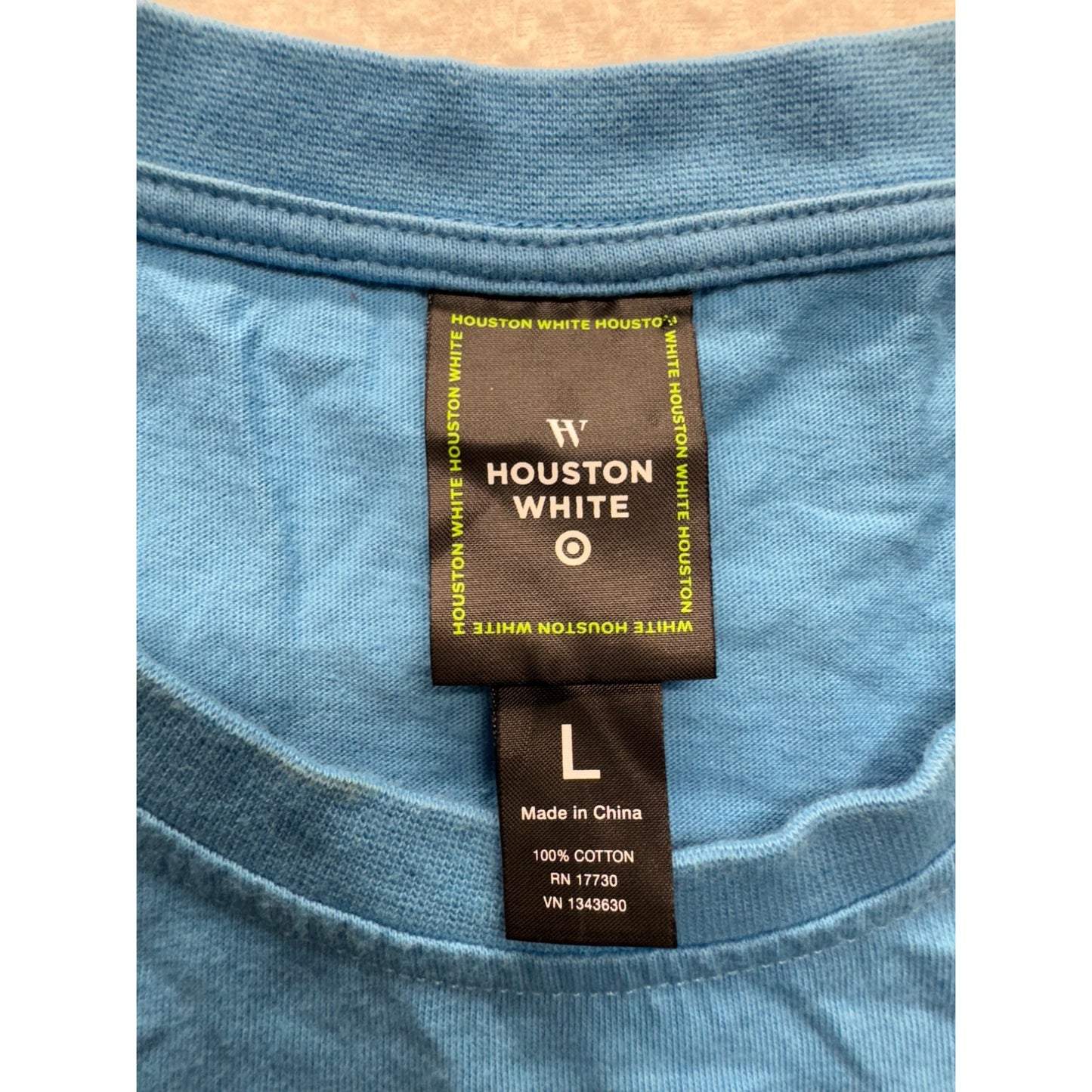 Houston White Blue Graphic Tee With Floral "W" Design 100% Cotton Size L #9314